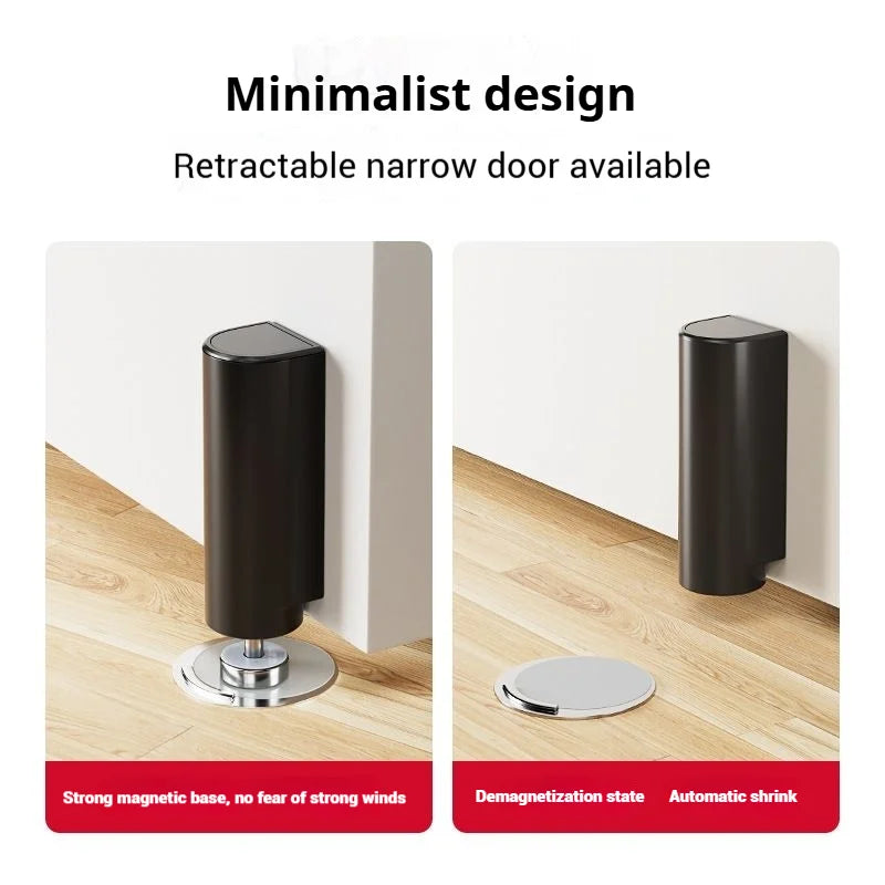 Stainless Steel Magnetic Door Stopper, Gray Black Nail Free Door Base, Door Hardware Door Close Prevention Door Stop Door Closer