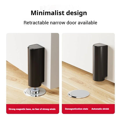 Stainless Steel Magnetic Door Stopper, Gray Black Nail Free Door Base, Door Hardware Door Close Prevention Door Stop Door Closer