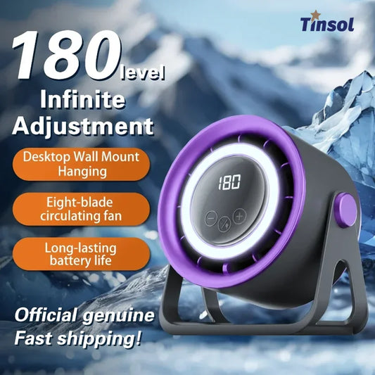 New 2500 mAH Convenient Electric Fan Turbo Silent Electric Fan with Ambient Light Countertop Wall Mount Ceiling Air Cooler