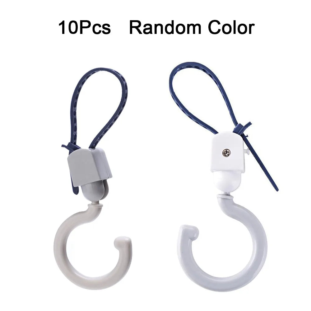 10Pcs Practical Dopamine Baby Stroller Hook Hanging Rotating Car Seat Hooks Foldable Non-Marking Shopping Pram Hook Bathroom