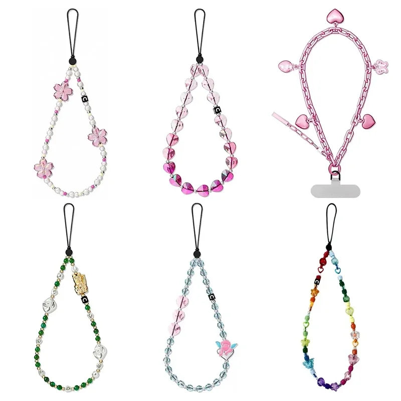 Colorful Beads Phone Straps Long Short Lanyard Phone Hanging Chain