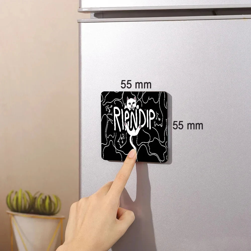 Cat R-Ripndips Fridge Photo Fridge Magnet Square Stickers Personalize Home Decor Souvenirs Gift