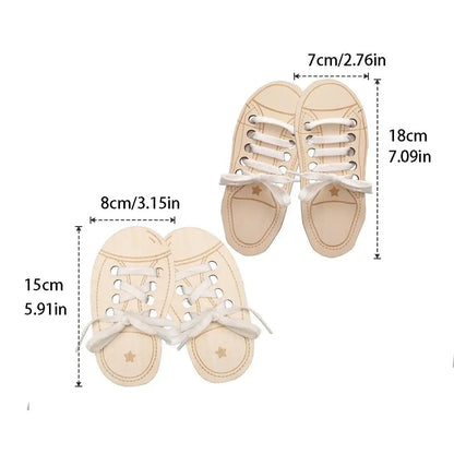 Teaching Tie Shoelaces Wooden Lacing Shoe Toy Tying Shoelaces Boards Learn to Tie Laces Toy Montessori Educational Toy