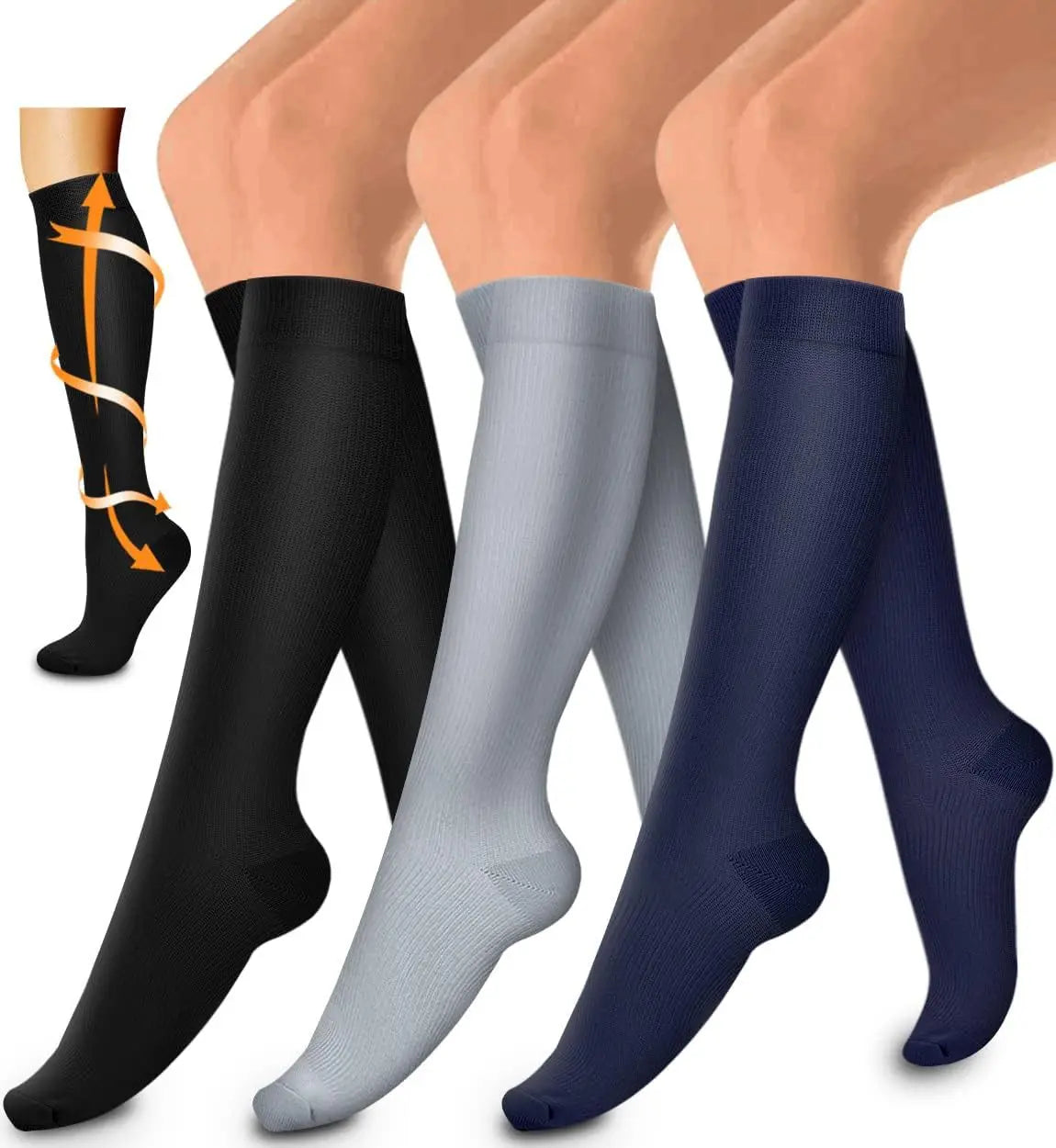 Sports Men Women Nurse Compression Socks 3 Pairs  Women's Calf Stocking Running Calf Elastic Long Compression Socks