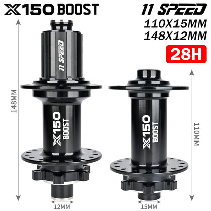 Nanlio Bicycle hubs X150 BOOST 6 Pawls 150T Noise 4 Bearing Hubs 110x15 148x12MM 8 9 10 11 12 Speed MTB Bike Hubs 28/32 Holes
