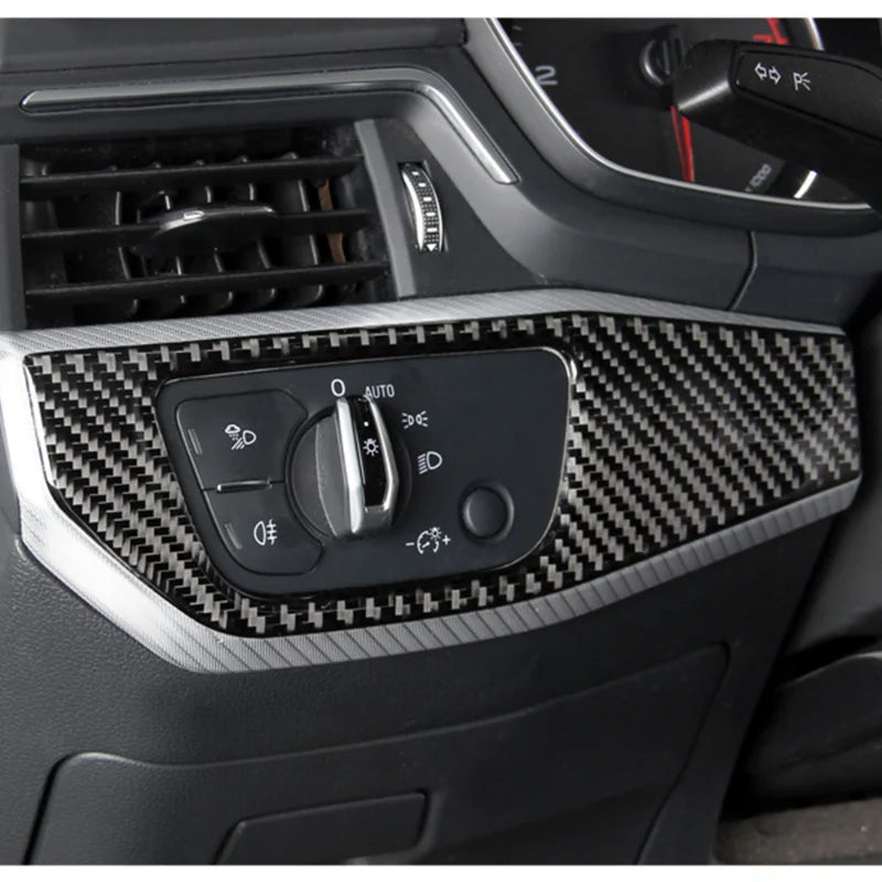 For Audi A4L A4 B9 2017-2022 Accessories Auto Central Control Headlight Switch Panel Trim Dashboard Decor Carbon Fiber Sticker