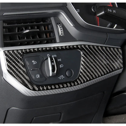 For Audi A4L A4 B9 2017-2022 Accessories Auto Central Control Headlight Switch Panel Trim Dashboard Decor Carbon Fiber Sticker