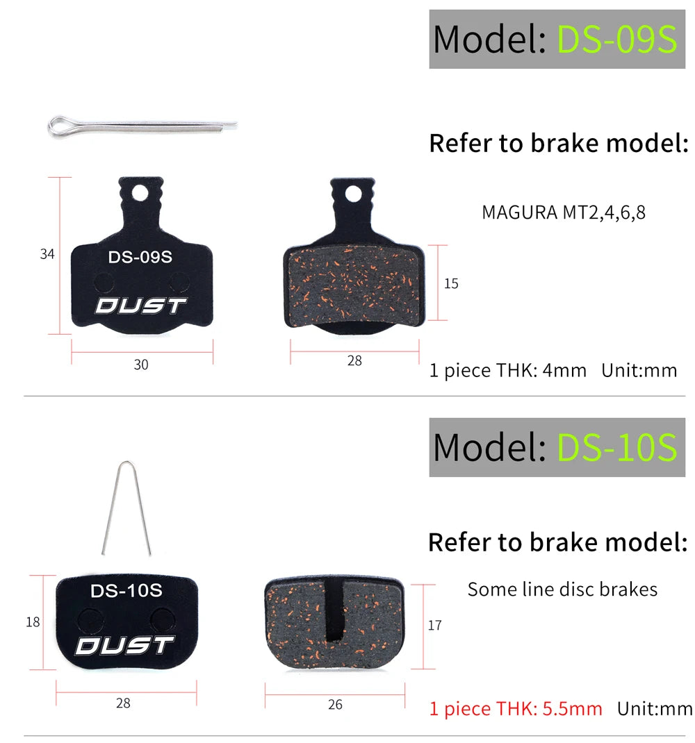 DUST 1Pair Semi-Metal Bicycle Hydraulic Disc Brake Pads MTB Mountain Bike Parts for SHIMANO XT XTR M315 SRAM Avid BB5 BB7 E1 E3