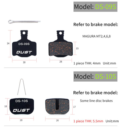 DUST 1Pair Semi-Metal Bicycle Hydraulic Disc Brake Pads MTB Mountain Bike Parts for SHIMANO XT XTR M315 SRAM Avid BB5 BB7 E1 E3