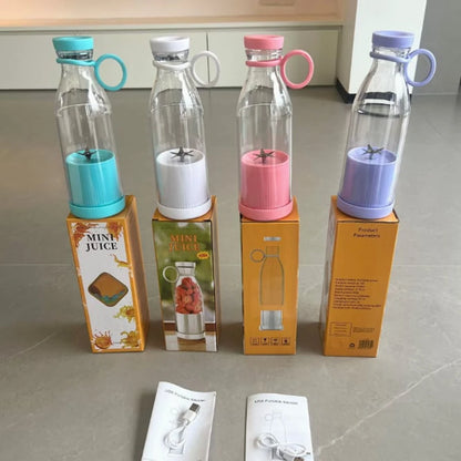 Fresh Juice Portable Blender USB Rechargeable Juicer Cup 6 Blades Multifunctional Electric Juicer Cup Fruits Milk Mixing Blender