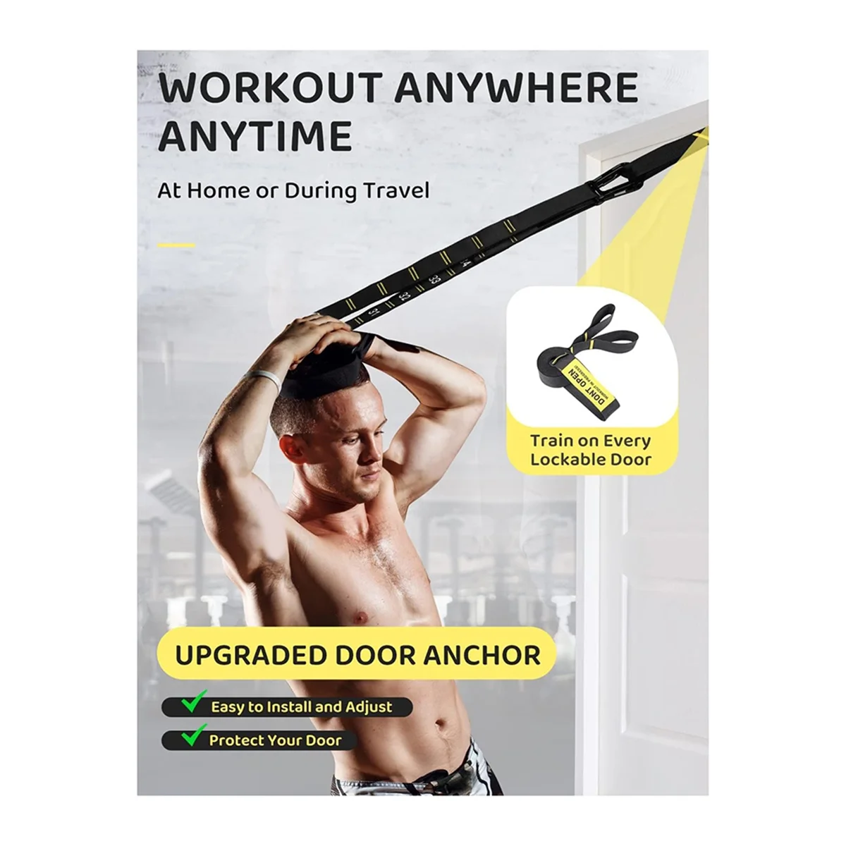 New Wooden Gymnastic Rings Adjustable Straps Door Anchor Foot Straps for Bodyweight Fitness