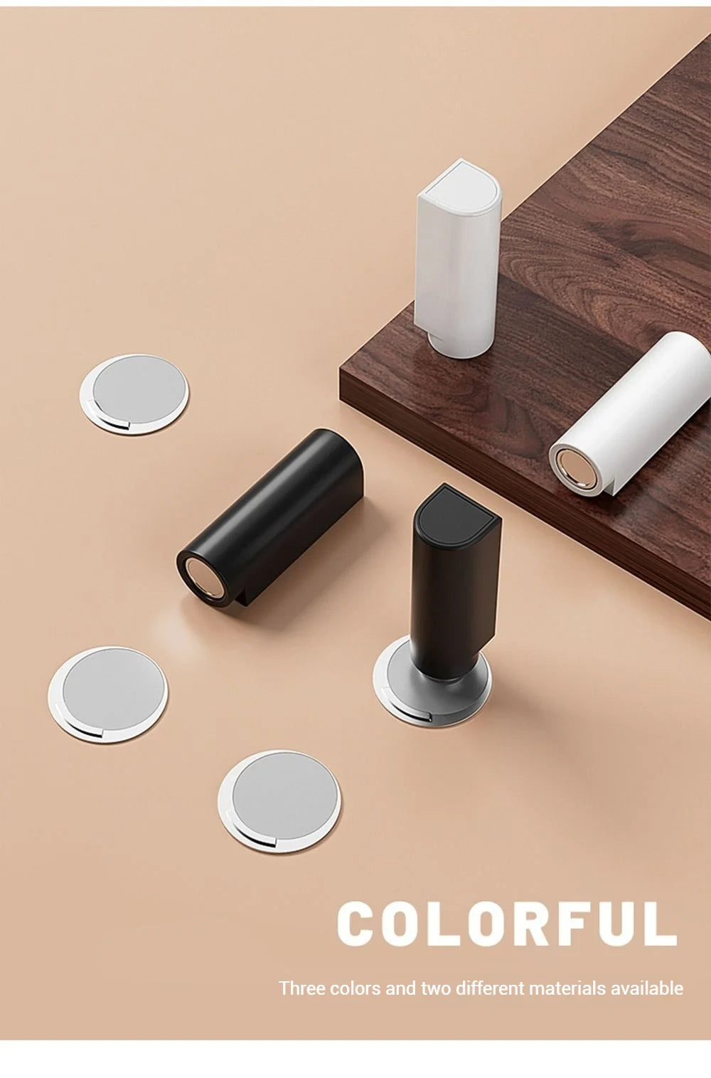 Stainless Steel Magnetic Door Stopper, Gray Black Nail Free Door Base, Door Hardware Door Close Prevention Door Stop Door Closer