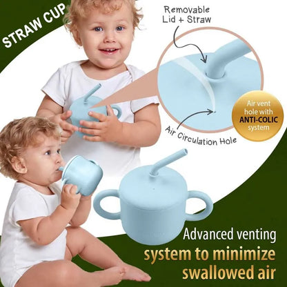 Food Grade Silicone Baby Feeding Cups Personalized Name Children Learn Drinking Cups Sippy Cups Kids Toddlers Straw Water Bottle