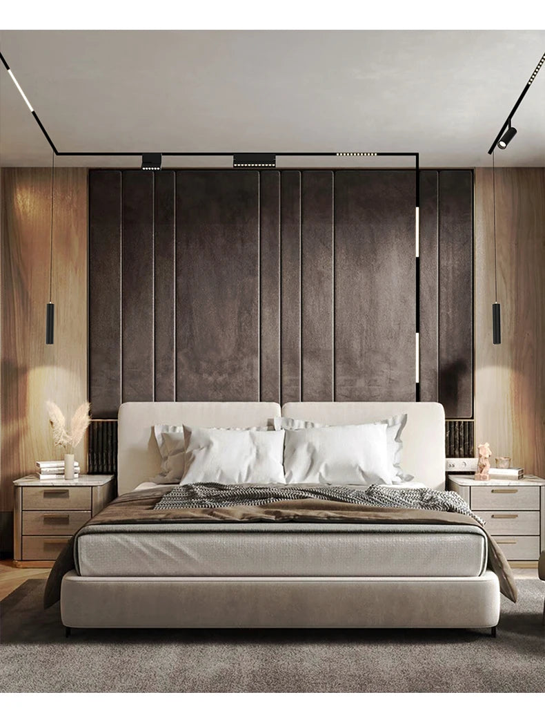 Magnetic Track Light Grille Flood Lamp Modern Embedded Flexible Linear Fixture LED Spotlight DC48V Ceiling Indoor Living