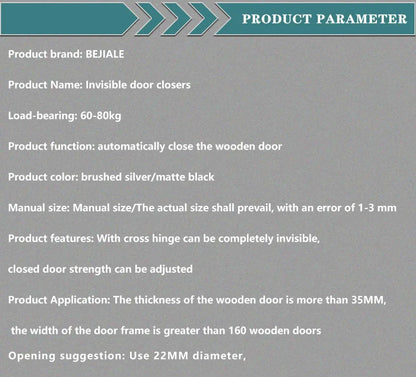 Invisible Door Closers Home Door Wooden Door Automatic Closers Hidden Lightweight Door Spring Adjustable Hinge Closers Hardware