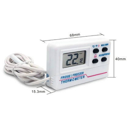Digital Refrigerator Thermometer Indoor Outdoor Fridge Freezer Thermometer with 2 Sensor and Alarm for Home Restaurant
