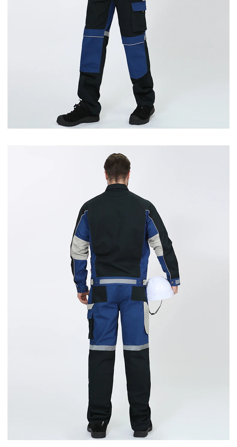 100% Cotton Cargo Pants for Men with Reflective Stripes Working Pants Men Workwear Cargo Trousers Multi Pocket Cargo Pants