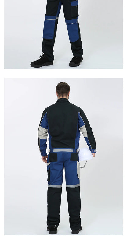 100% Cotton Cargo Pants for Men with Reflective Stripes Working Pants Men Workwear Cargo Trousers Multi Pocket Cargo Pants