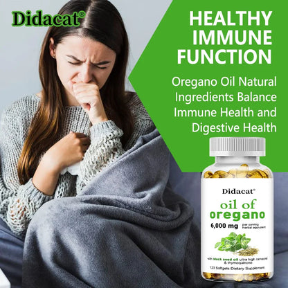 Oregano oil softgels for intestinal health, antioxidant, digestive health, immune support