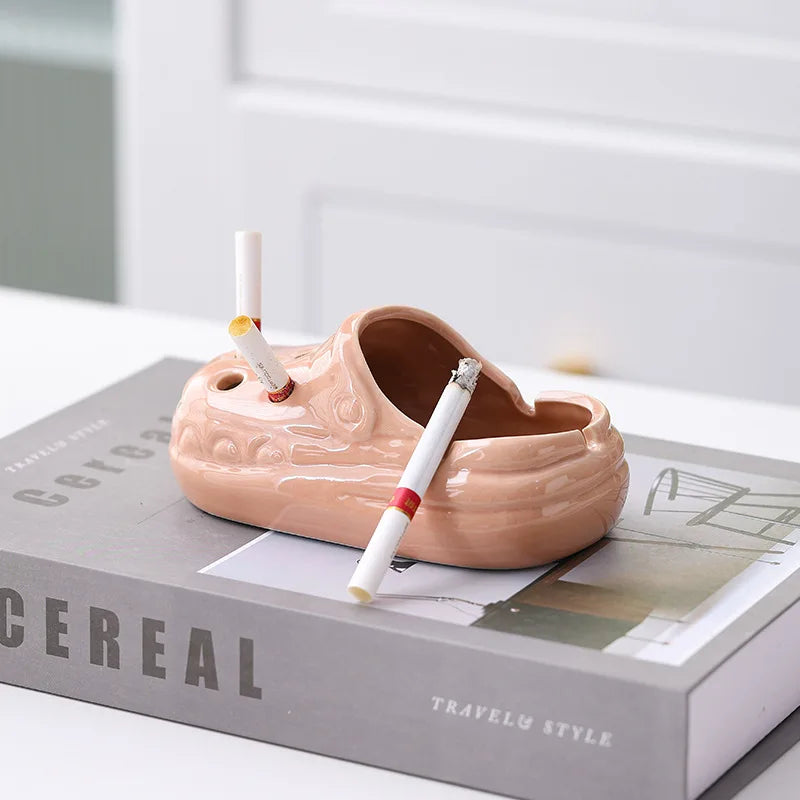 Stylish Ceramic Ashtray for Office Home Living Room Trendy Crocs Design Creative Business Gift