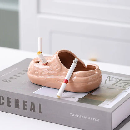 Stylish Ceramic Ashtray for Office Home Living Room Trendy Crocs Design Creative Business Gift