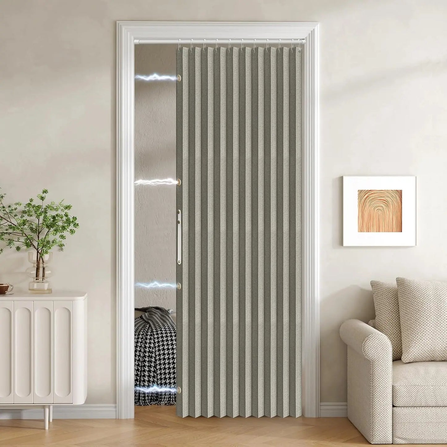 Magnetic Door Curtain Pleated Door Curtain Folding Door Curtains Accordion Door Closet Door Curtain Invisible Applicable