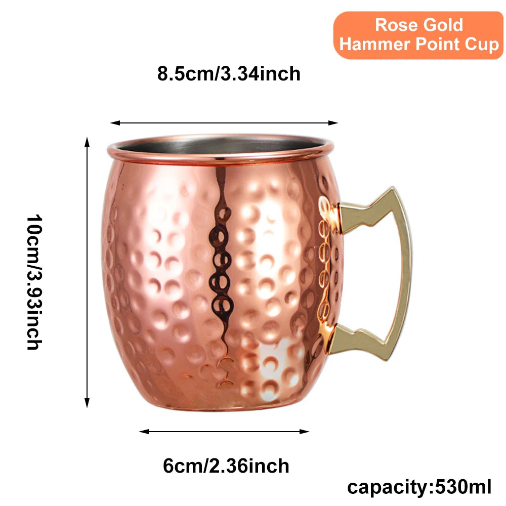 500ml Moscow Mule Copper Mugs Vodka Beer Wine Cup Cocktail Mugs Travel Bar Drinkware Tools Creative Metal Mug Bar Drinkware