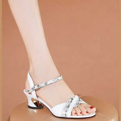 Korea Chunky Woman Shoes Thick Heel Sandals for Women Daily Block Wholesale Chic and Elegant Anti Slip Hot The Best Footwear