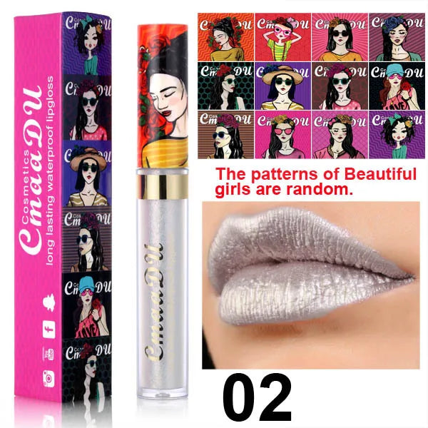 11 Color Lip Gloss  Metallic Shimmer Glitter Finish Lipstick Long Lasting Waterproof Lip Stain