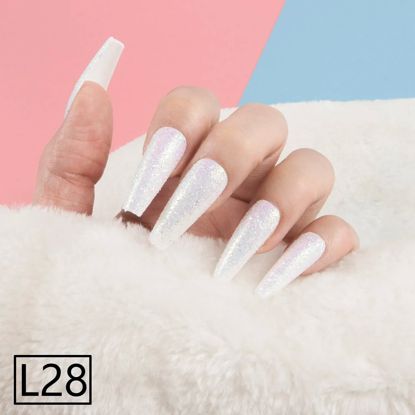 1 Set Glitter False Nail Tips Full Cover Ballerina Fake Nail Tips Press on Nail Tips Coffin