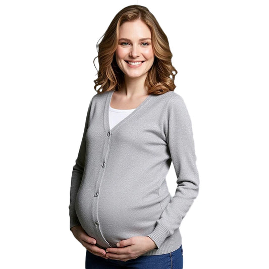 Maternity Cardigan Long Sleeve Spring Autumn Stretch Breastfeeding Clothes for Postpartum Women Nursing Coat Tops