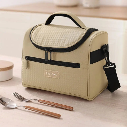 Reusable Zipper Handle Lunch Box Large Capacity Sturdy Lunch Tote Bag Waterproof Hand-held Tote Food Container Foods Storage