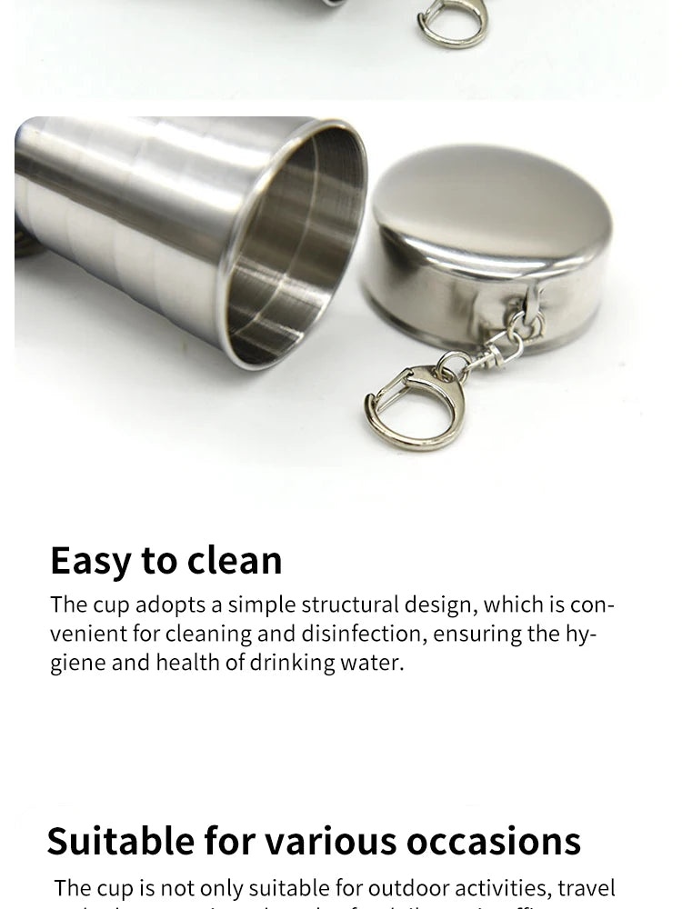 Outdoor Portable Outdoor Camping Portable Metal Stainless Steel Telescopic Cups Folding Cups Drinks Cups.