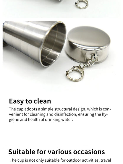 Outdoor Portable Outdoor Camping Portable Metal Stainless Steel Telescopic Cups Folding Cups Drinks Cups.