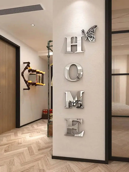 HOME Home Logo 3D Mirror Wall Sticker, Entrance Decoration, Home Decoration