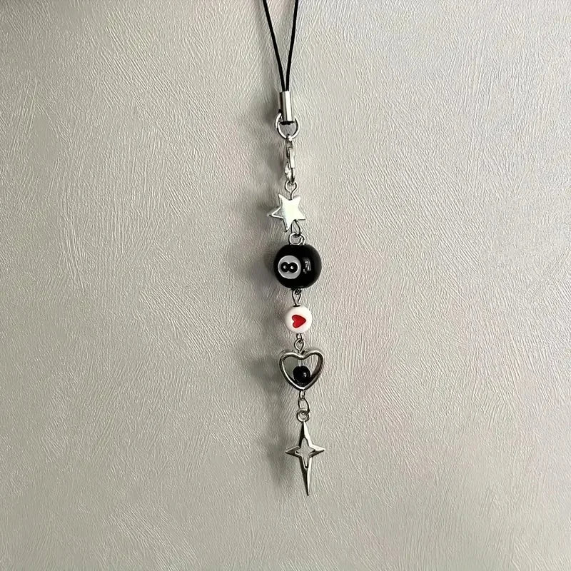 Star & Love Mobile Phone Chain, Sweet Cool Dark Mobile Phone Chain, Cute Mobile Phone Charm,  Keychain Pendant