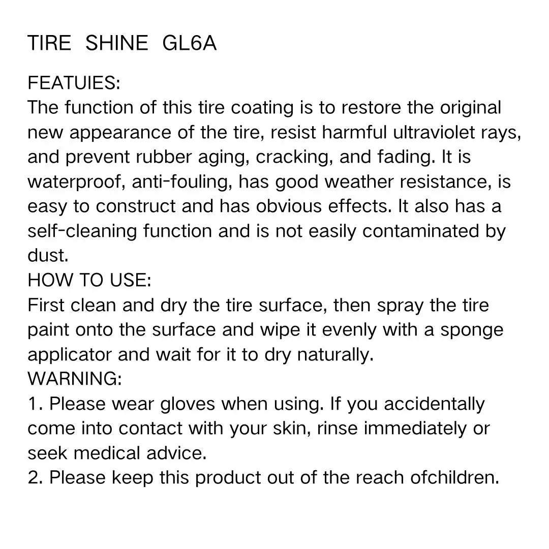 Black Wet Look Tire Shine Dressing -Automotive Clear Coat Tire Dressing for Glossy Wet Tire Look, Vinyl & Plastic, with UV