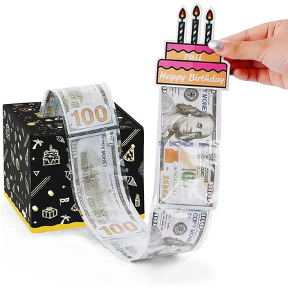 New Birthday Cash Pull Gift Box Money Pulling Box Cash Gift Box Cash Black Money Clip Funny Surprise Birthday Cake Decoration
