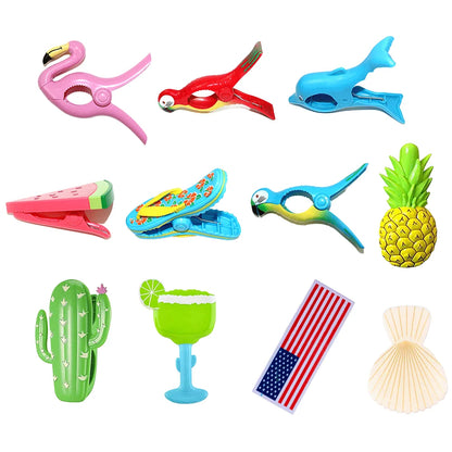 1/2PCS Cute Plastic Beach Towels Clips Large Drying Rack Retaining Clip Windproof Clothes Pegs Pins Animal Decorative Clothespin