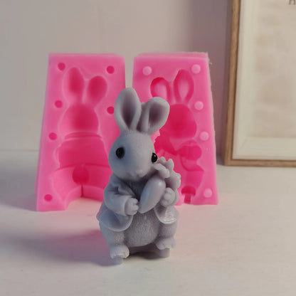 3D rabbit mold for DIY scented candles; animal-shaped decoration figurine