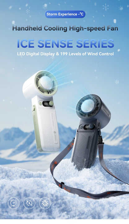 Portable Handheld fan Strong Wind 199 Gear Wind speed LED Digital Display Adjustable Turbo Portable Outdoor Handheld 8000mAh