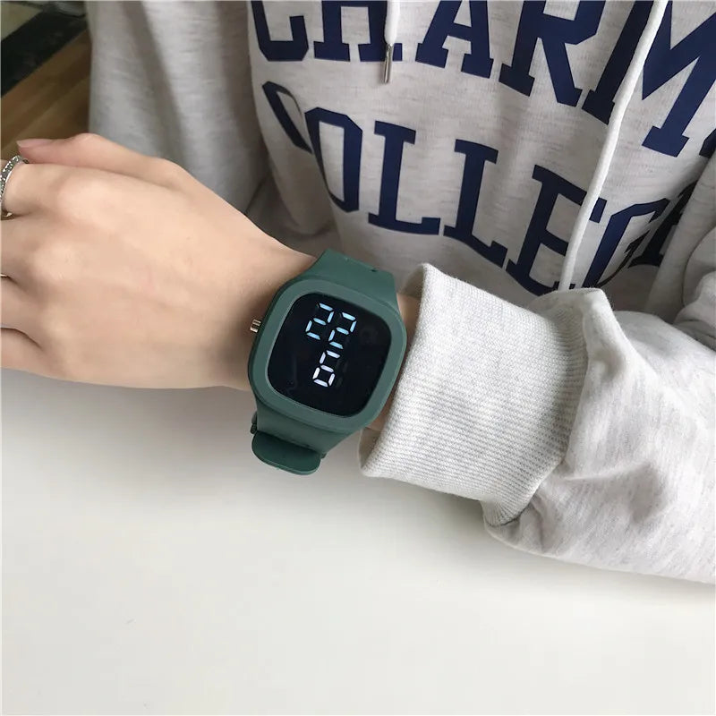 Sports Electronic Watch for Kids Children LED Digital Watch Big Dial Silicone Football Sports Watch Boys Girls Student Clock