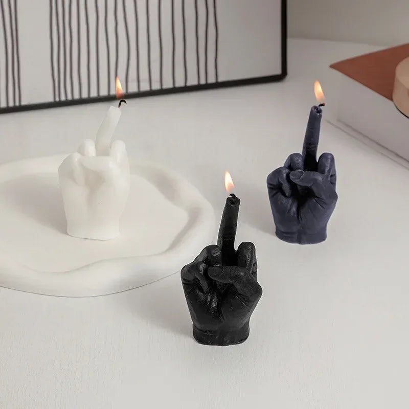 Creative Candles Middle Finger Shaped Gesture Scented Candles Niche Funny Quirky Gifts Home Decoration Ornaments Birthday Gifts