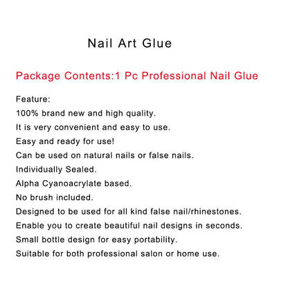 5Pcs Fast Drying Nail Art Glue Glitter UV Acrylic Rhinestones Press on Nails Strong Adhesive Nail Glue False Tips Manicure Tool