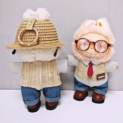 Labubu Doll Clothes Set, Purely Handmade, Literary, Gentle, Doll Clothes,Shirt,Vest,Leather Shoes,Glasses,Exquisite,High Quality