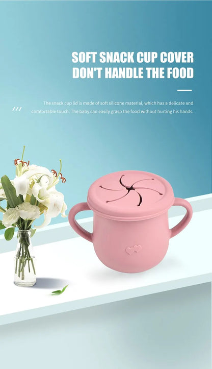 Silicone Baby Snack Cup Kids Solid Color Silicone Food Box Baby Portable Baby Snack Container with Baby Cup Lid