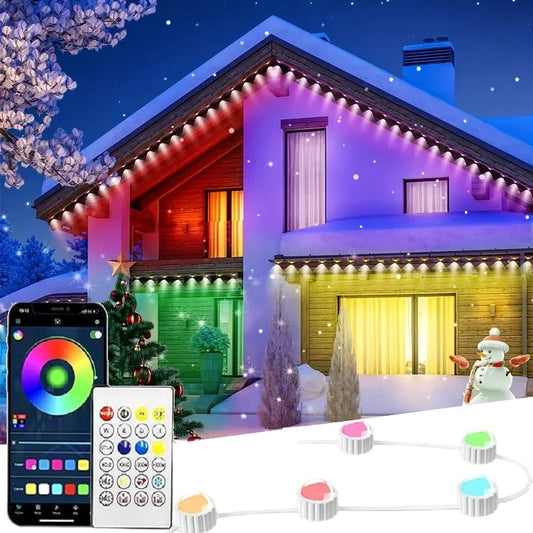 Permanent Outdoor Lights for House Smart Outside Christmas Eaves Light Waterproof Eaves Lights Remote APP Control Music Sync