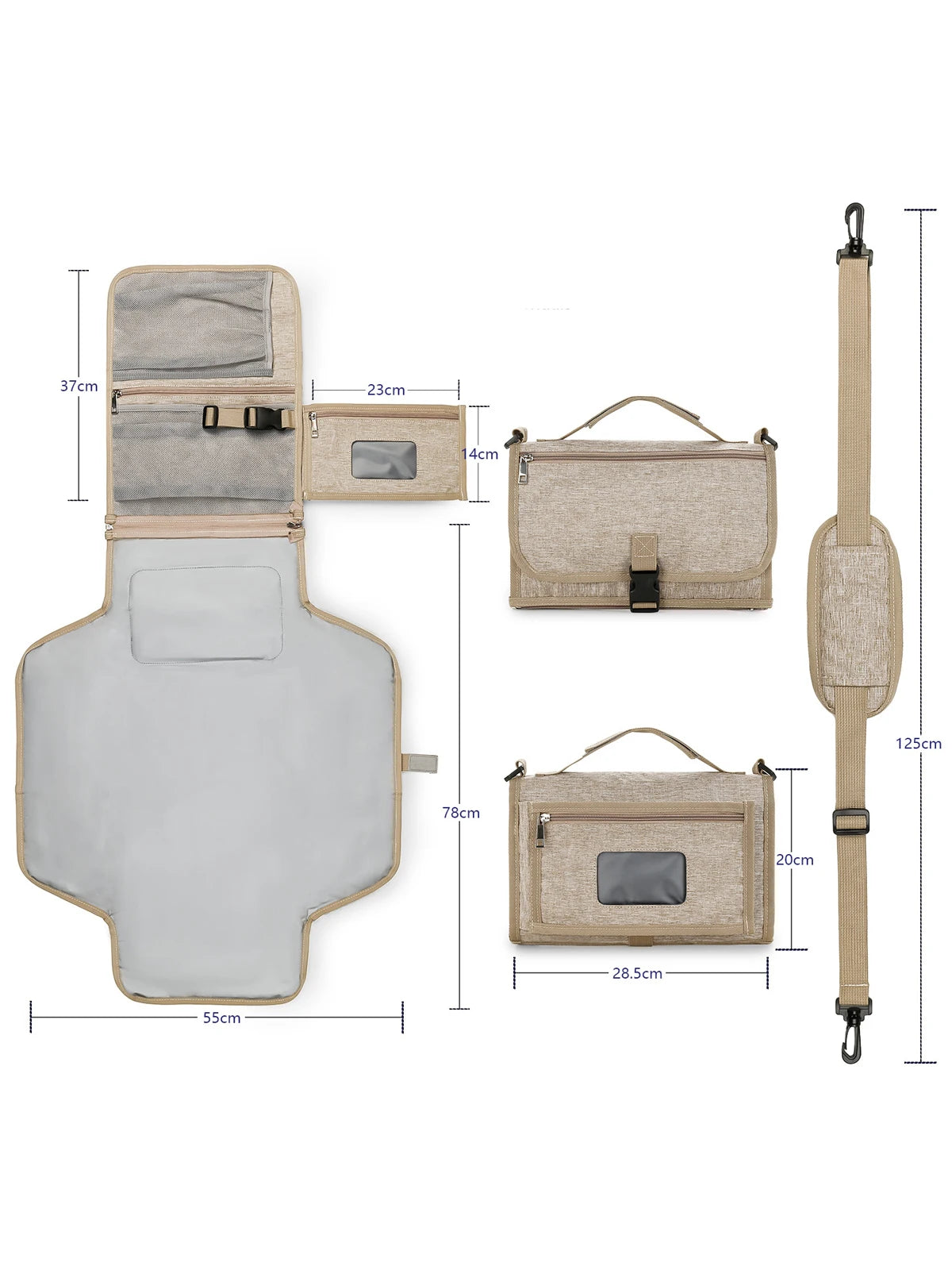 1pcs  Baby Diaper Pads Outdoor Travel Folding Waterproof Diapers Including Shoulder Strap Wet Wipes Pocket