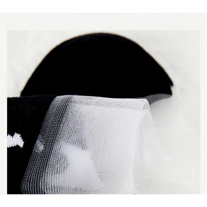 5Pairs Black and white cat women's socks, glass fiber breathable sweat absorbing , wear-resistant and odor proof summer socks