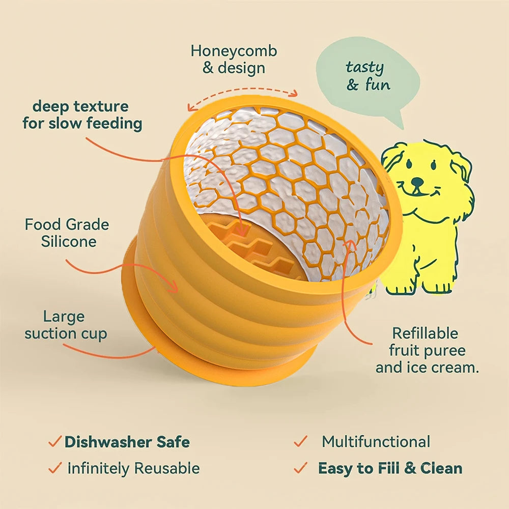 Slow Feeder Silicone Dog Bowl with Suction Cup Non-slip Anti distraction Design Healthy Pet Bowl for Small and Medium Breeds